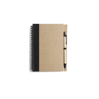 Cardboard notebook with ballpen